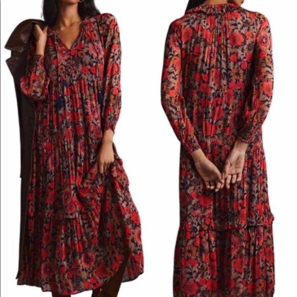 Anthropologie Marais Printed Chiffon Dress - Picture 2 of 6